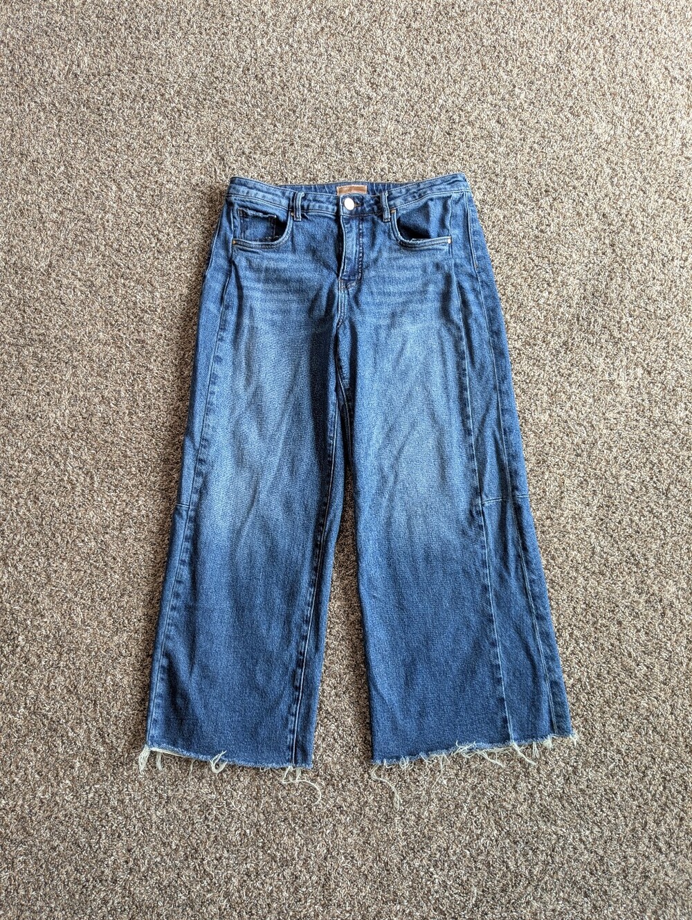 Kut From The Kloth Meg Fab Ab High Rise Wide Leg Raw Hem Jeans Size 8